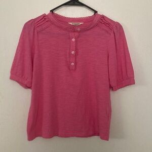 Boden Pink Pintuck Henley tee